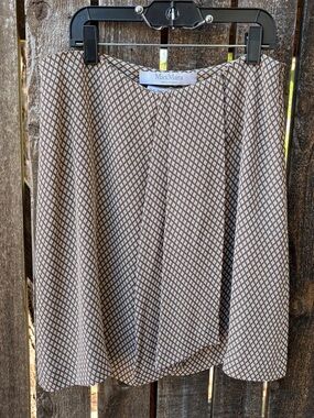Max Mara Vintage 90’s Rayon Faux Wrap Skirt In Cream & Brown Sz 10